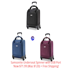 samsonite spinner underseat with usb port