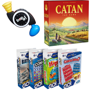 4-Pack Hasbro Travel Size Bundle with Battleship, Connect 4, Hungry Hippos & Guess Who